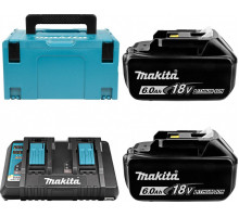 Набор АКБ и ЗУ MAKITA 18.0В 6,0 Ач Li-ion (2шт.) BL1860B/DC18RD (1шт.) 198080-9 198080-9