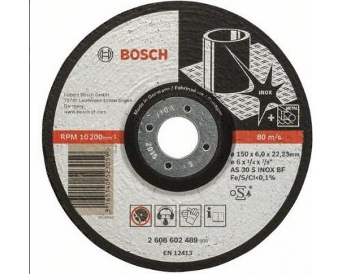 Шлифовальный круг по нержавеющей стали BOSCH 150х6х22 мм AS 30 S INOX BF Expert for Inox 2608602489