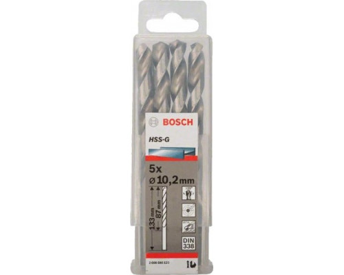 Сверло по металлу BOSCH HSS-G 10.2 мм 5шт 2608585523