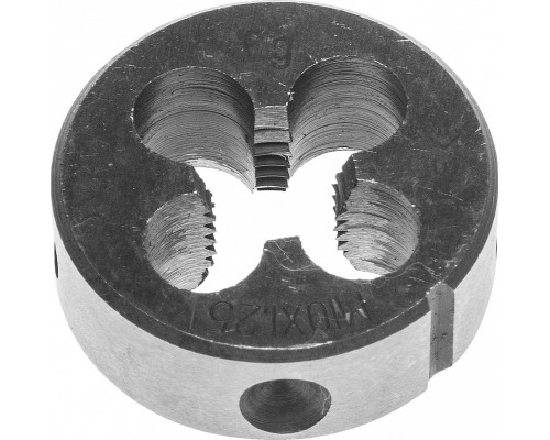 Плашка ЗУБР круглая ручная м10x1.25мм, сталь 9хс 4-28022-10-1.25