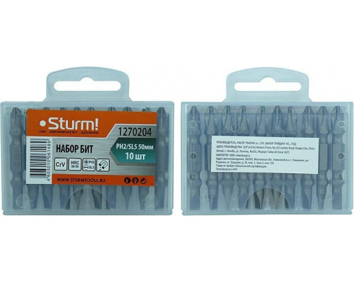 Набор бит Sturm 1 270 204 ph2хsl5х50мм, магнит. наконечник, 10 шт. 1270204
