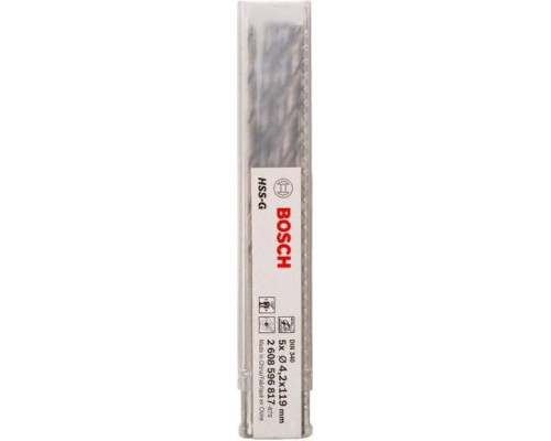 Сверло по металлу BOSCH HSS-G 4.2x78 мм 5шт удлиненных 2608596817