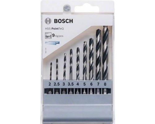 Набор сверл по металлу BOSCH Набор HSS PointTeQ HEX 9 шт. 2607002826