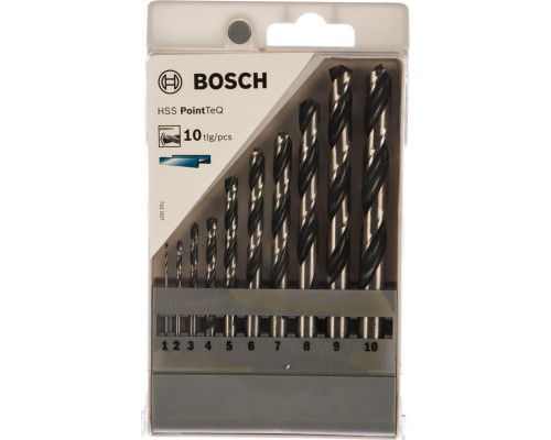 Набор сверл по металлу BOSCH HSS PointTeQ ( 1-10мм) 10 шт. 2608577348
