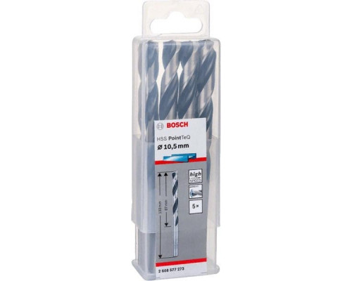 Сверло по металлу BOSCH HSS PointTeQ 10.5 мм 5шт 2608577273