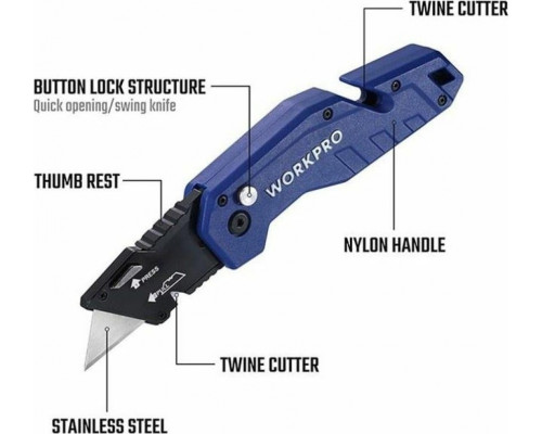 Нож складной WORKPRO WP211008 со сменными лезвиями