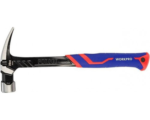 Молоток-гвоздодер WORKPRO WP241013 цельнокованый 450гр