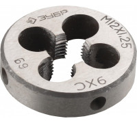 Плашка ЗУБР круглая ручная м12x1.25мм, сталь 9хс 4-28022-12-1.25