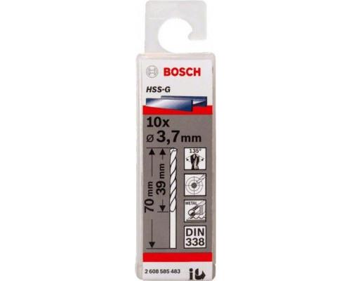 Сверло по металлу BOSCH HSS-G 3.7 мм 10шт 2608585483