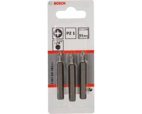 Бита для заворачивания BOSCH РZ1 х 51 мм Extra Hart (3шт) 2607001569