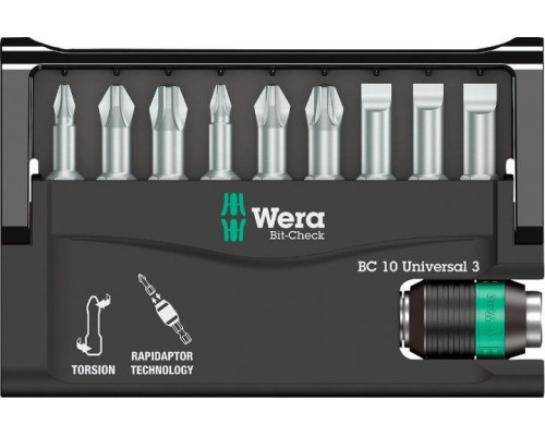 Набор насадок WERA Bit-Check – Rapidaptor 8600/9 TZ, WE-056375 WE-056375