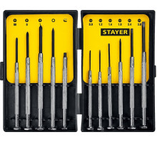 Набор отверток часовые для особоточных работ STAYER MASTER 11 предметов, 2560-H11_z02 2560-H11_z02