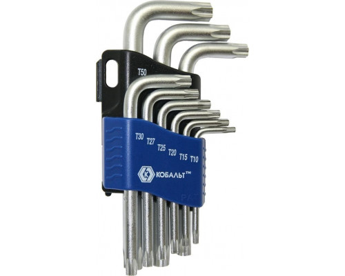 Набор ключей TORX Кобальт 020406-09 угловых tamper cr-v, 9 шт.