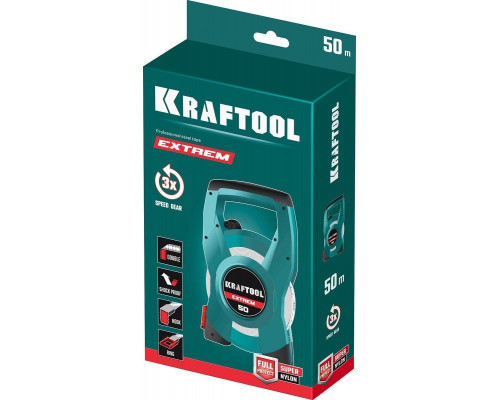 Рулетка геодезическая KRAFTOOL EXTREM 50 м стальная мерная лента 34185-50