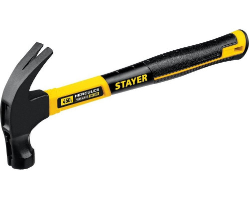 Молоток-гвоздодер STAYER Hercules-M 450 г столярный c фиберглассовой рукояткой 2027-450_z01