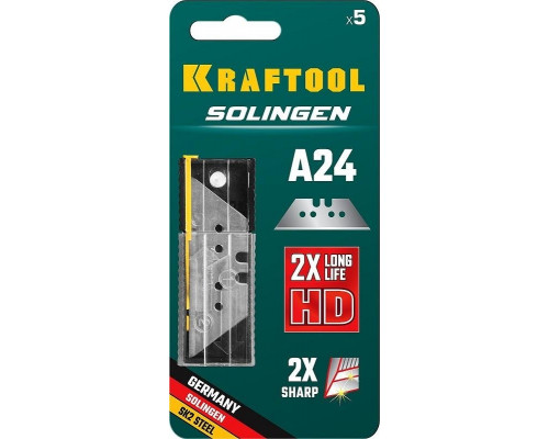 Лезвие для ножа KRAFTOOL SOLINGEN трапециевидные тип а24, 5 шт, 09625-S5_z02