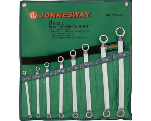 Набор ключей накидных изогнутых 75° в сумке JONNESWAY W23108S 6-22 мм, 8 предметов 047319