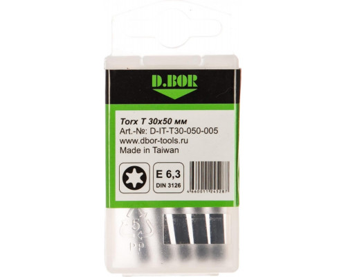Бита для заворачивания D.BOR IMPACT Torsion TORX 30, 50 мм (арт. d-it-t30-050-005) (5 шт.) D03-DITT30050005