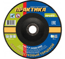 Круг лепестковый ПРАКТИКА шлифовальный 150х22 мм Р120, серия Профи 919-303