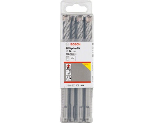 Бур SDS-plus BOSCH 5X 14x100x160мм 10шт 2608833908
