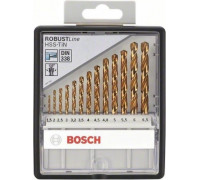 Набор сверл по металлу BOSCH Набор сверл HSS-TiN 13 шт Robust Line D1.5-6.5 2607010539