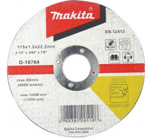 Отрезной круг по нержавеющей стали MAKITA 115х1,2х22,23 мм WA60 D-18764 D-18764
