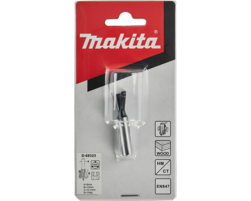 Фреза по дереву MAKITA Ласточкин хвост D-68323 12,7х13x8x45x2t D-68323