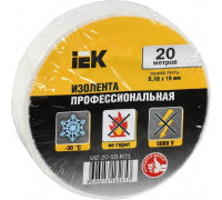Изолента IEK ПВХ 0.18х19мм бел. (рул. 20м) UIZ-20-10-K01