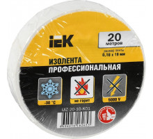 Изолента IEK ПВХ 0.18х19мм бел. (рул. 20м) UIZ-20-10-K01