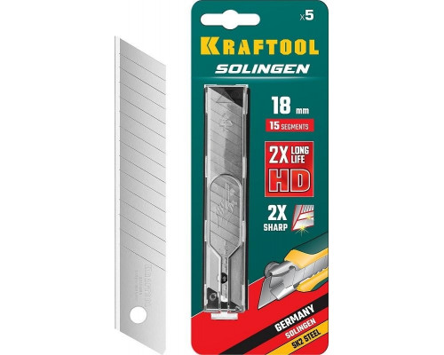 Лезвие для ножа KRAFTOOL SOLINGEN сегментированные ширина 18 мм, 15 сегментов, пласт 09606-18-S5_z02