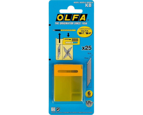 Лезвие для ножа Olfa OL-KB перовое для ak-1, 11х6х0,45 мм, 25 шт