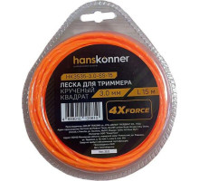 Леска триммерная HANSKONNER HK3535-3.0-SS-15 для d=3.0мм, l=15 м, круч. квадрат