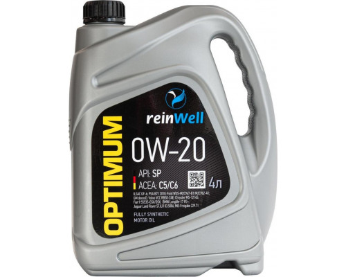 Масло моторное REINWELL 0W20 ILSAC GF-6/API SP 4 л синтетическое 4951 / 11882
