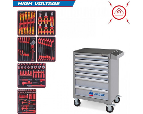 Тележка инструментальная KING TONY HIGH VOLTAGE 117 предметов, серая 934-117AMGE
