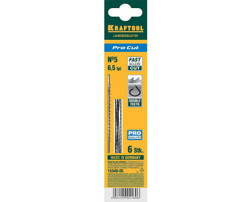 Полотно для пил по дереву KRAFTOOL Pro Cut 15340-05 с двойным зубом, 130 мм, 6 шт.