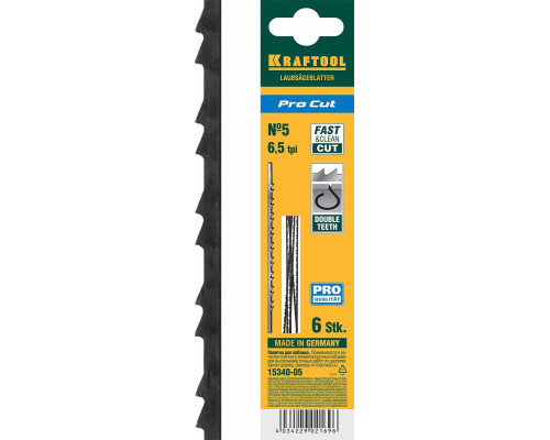 Полотно для пил по дереву KRAFTOOL Pro Cut 15340-05 с двойным зубом, 130 мм, 6 шт.