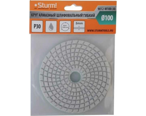 Шлифовальный круг по камню Sturm 9012-W100-30 алмазный гибкий, 100 мм, p30, мокрое шлиф.