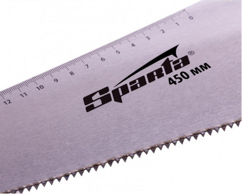 Ножовка по дереву Sparta 450 мм 7-8 трi, каленый зуб линейка, деревянная рукоятка 231875 231875