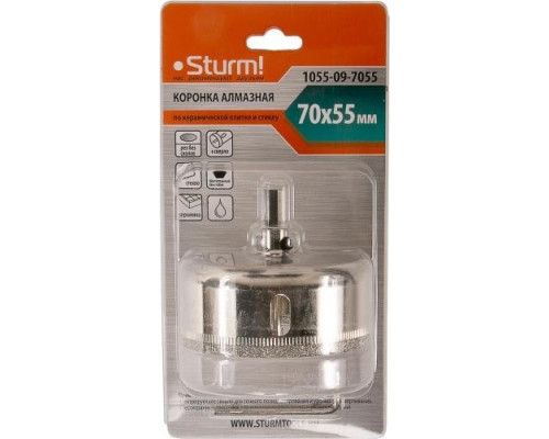 Алмазная коронка для мокрого сверления Sturm 1055-09-7055 по керамике и стеклу