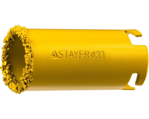 Коронка кольцевая STAYER PROFESSIONAL с карбидно-вольфрамовой крошкой, d=33мм 33345-33