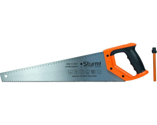 Ножовка по дереву Sturm 1060-11-4507 с карандашом, 450мм, каленый 3d зуб