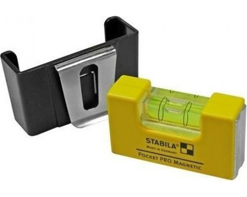 Уровень строительный STABILA Pocket Pro Magnetic с чехлом на пояс в блистере 17953