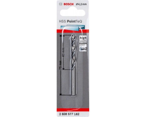 Сверло по металлу BOSCH HSS PointTeQ 4.2 мм 2608577162