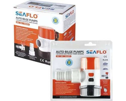 Помпа водооткачивающая трюмная SEAFLO 12V 800 галлон/час с патрубками 19/25/29 мм SFBP1-G800-13A