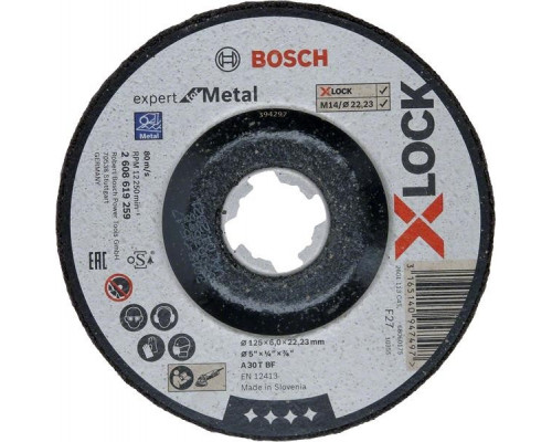 Диск шлифовальный по металлу BOSCH 125х6х22.2 мм A 30 T BF Expert for Metal 2608619259