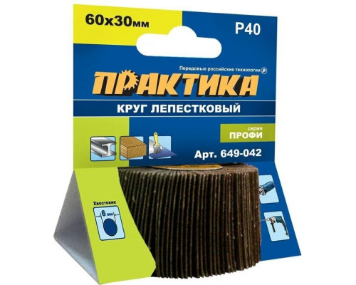 Круг лепестковый с оправкой ПРАКТИКА 60х30 мм P40 649-042 649-042