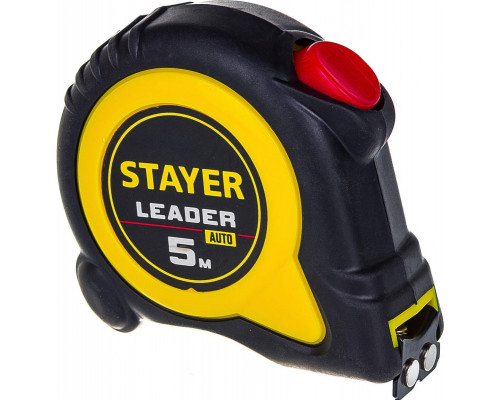 Рулетка STAYER LEADER 5 м, 19 мм с автостопом в обрезиненном ударостойком корпусе