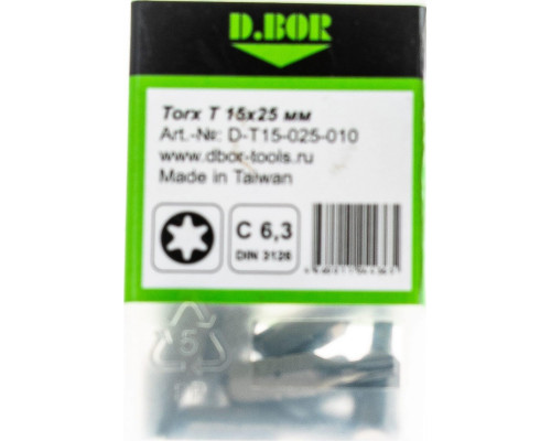 Бита для заворачивания D.BOR TORX 10, 25 мм (арт. d-t10-025-010) (10 шт.) D06-DT10025010
