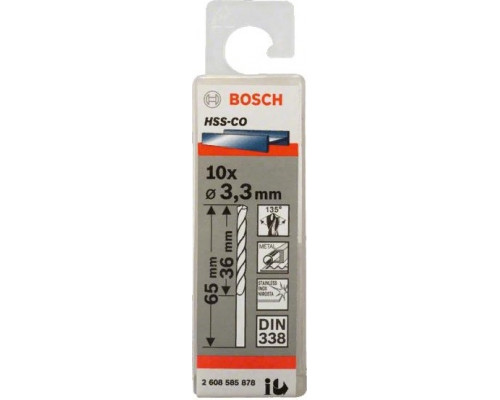 Сверло по металлу BOSCH HSS-CO 3.3 мм 10шт 2608585878