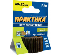 Круг лепестковый ПРАКТИКА Профи с оправкой 40х20мм, p 80, хвостовик 6 мм. 648-946